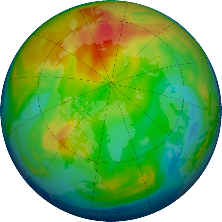 Arctic ozone map for 15 January 1997
